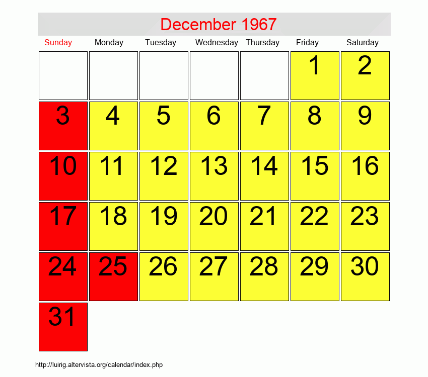 December 1967 - Roman Catholic Saints Calendar