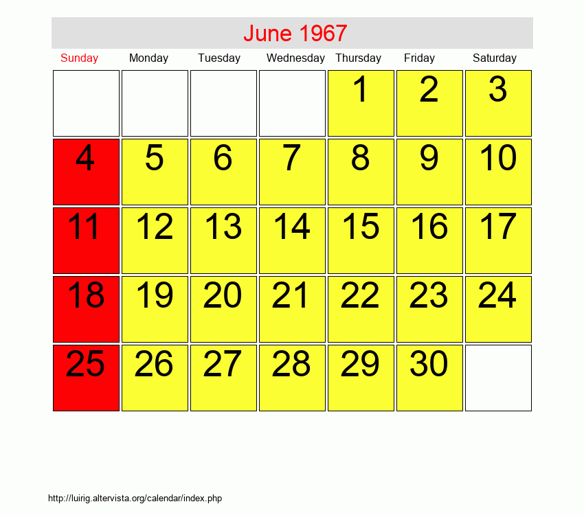 June 1967 Roman Catholic Saints Calendar