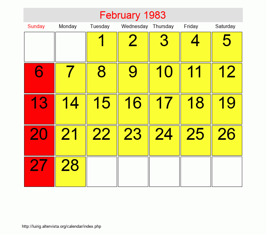February 1983 - Roman Catholic Saints Calendar