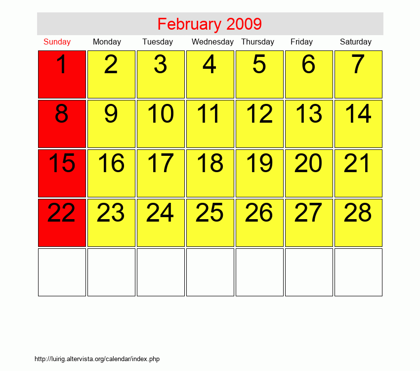 February 2009 Roman Catholic Saints Calendar