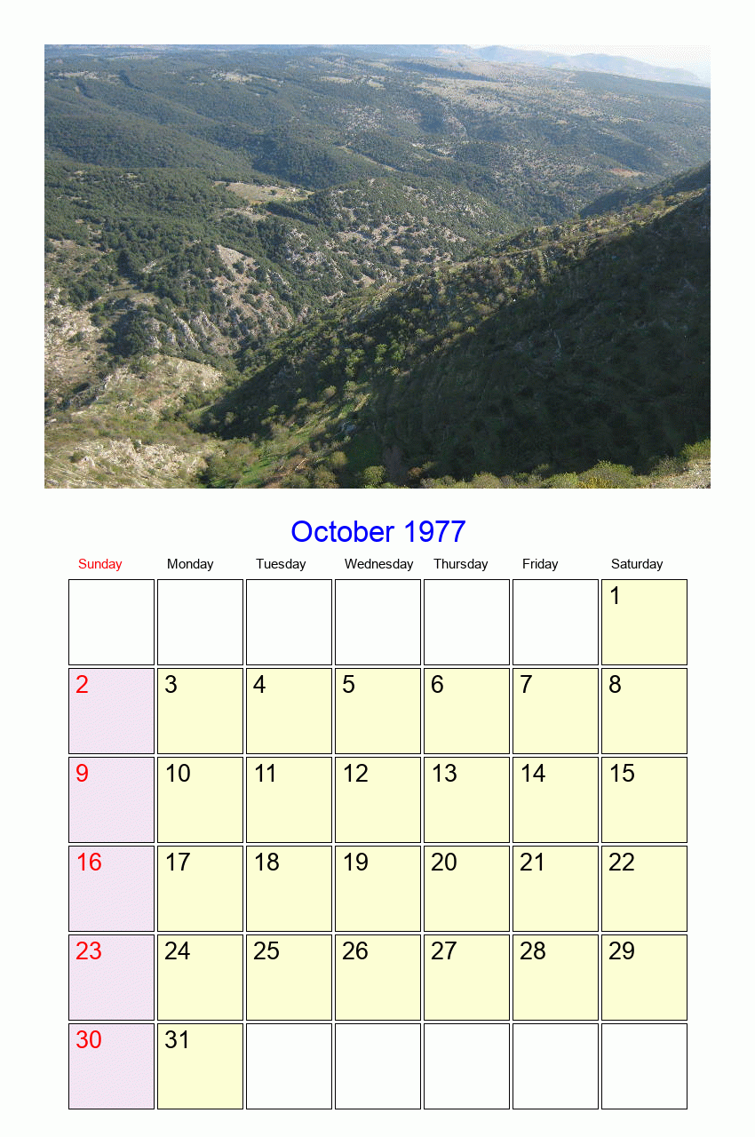 October 1977 Roman Catholic Saints Calendar