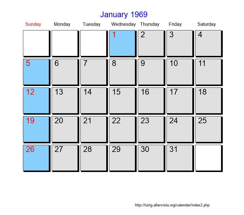January 1969 Roman Catholic Saints Calendar