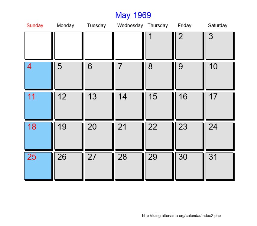 May 1969 Roman Catholic Saints Calendar