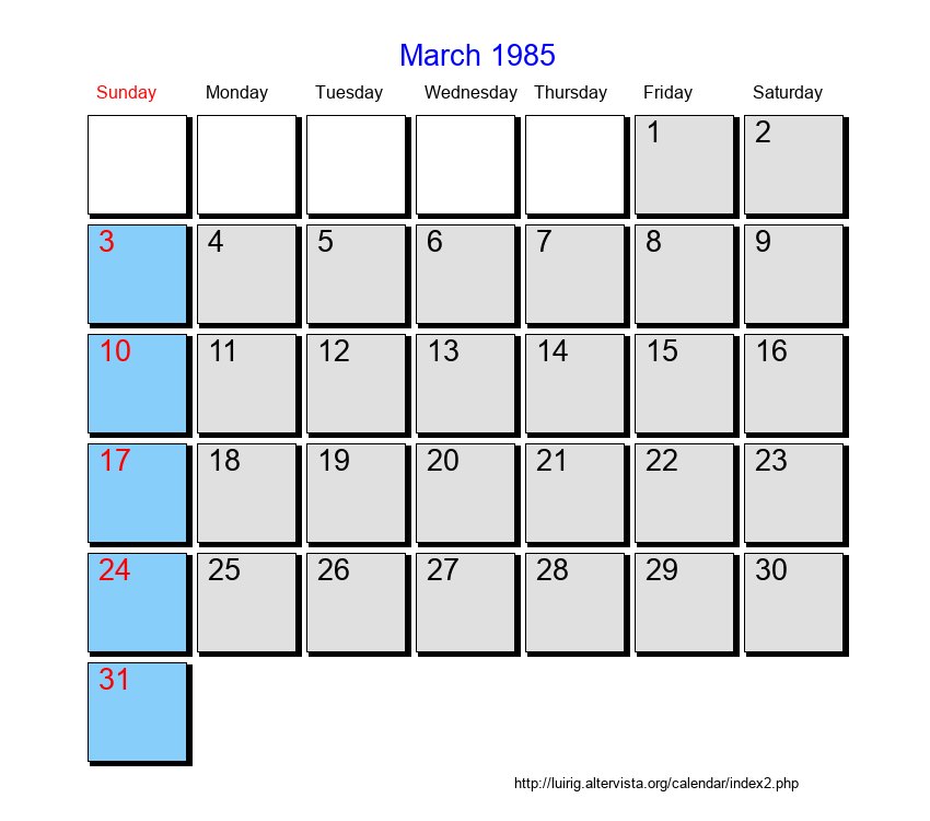 March 1985 Roman Catholic Saints Calendar