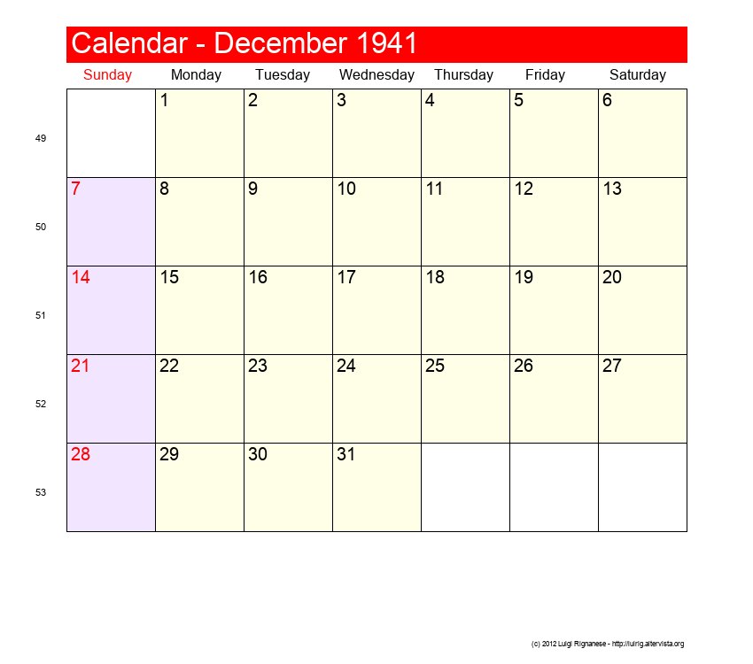 December 1941 Roman Catholic Saints Calendar
