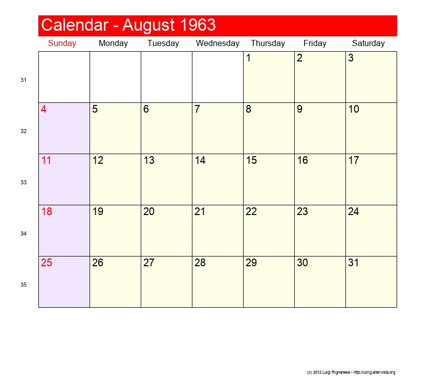 August 1963 Roman Catholic Saints Calendar