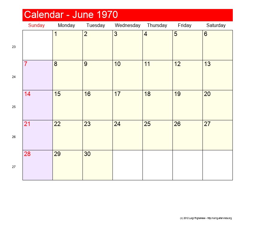 June 1970 Roman Catholic Saints Calendar