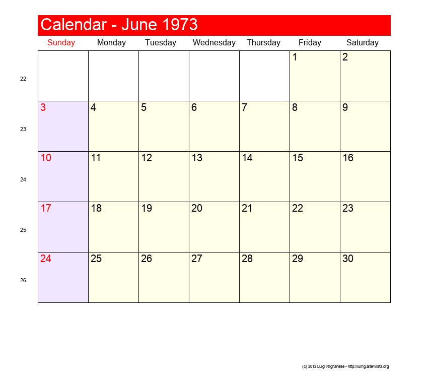 June 1973 Roman Catholic Saints Calendar
