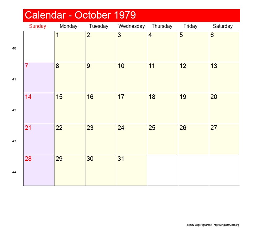October 1979 Roman Catholic Saints Calendar