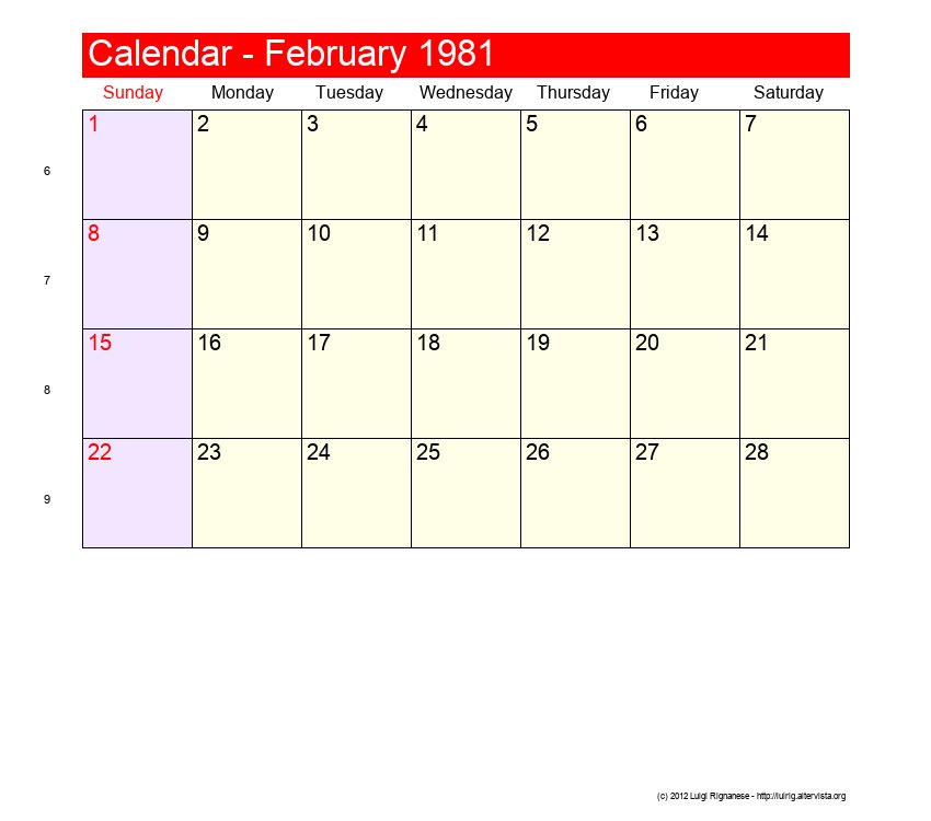 February 1981 Roman Catholic Saints Calendar