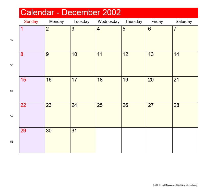 December 2002 Roman Catholic Saints Calendar