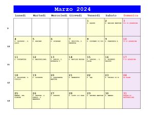 Calendario da stampare - Marzo 2024