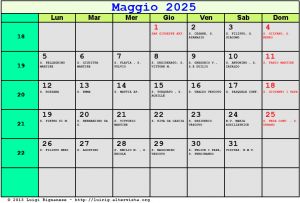 Calendario da stampare - Maggio 2025