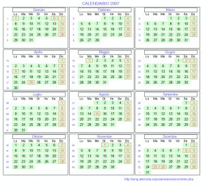 Calendario mese per mese 2007 da stampare