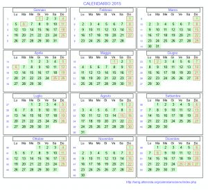 Calendario mese per mese 2015 da stampare