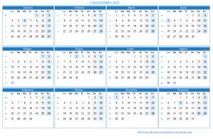 Calendario stampabile - 2021