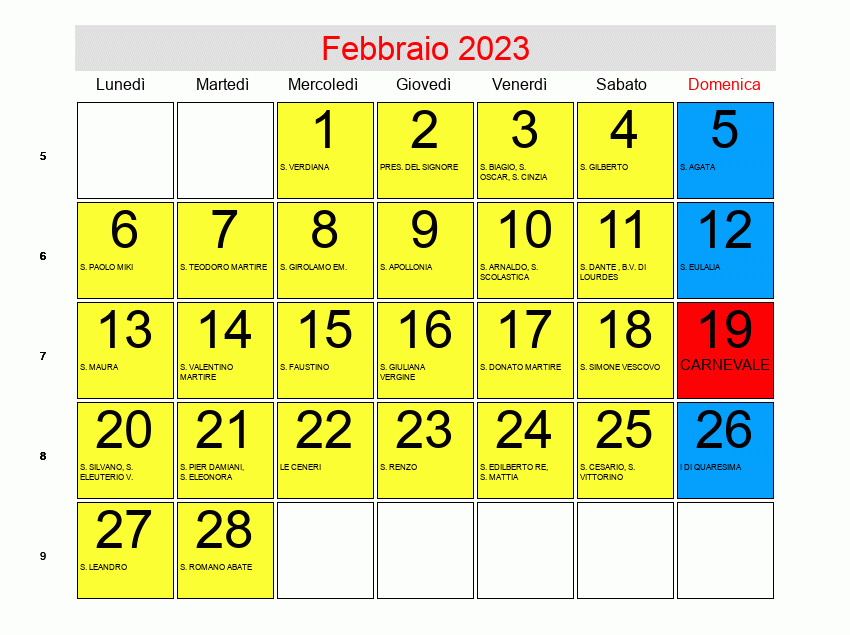 Data del Carnevale 2021