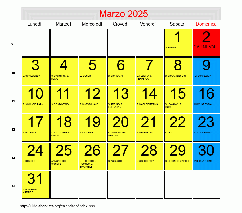 Data del Carnevale 2024