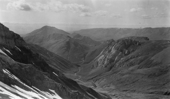 Lime Creek from mountain west of Kluvesna River. Alaska. 1913.