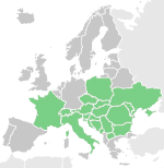 Distribution in Europe of
Asclepias syriaca,
Albero di seta,
Common milkweed