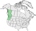 Distributional map for Clarkia amoena (Lehm.) A. Nelson & J.F. Macbr. ssp. lindleyi (Douglas) F.H. Lewis & M.E. Lewis