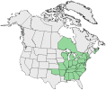 Distributional map for Crataegus padifolia Sarg.