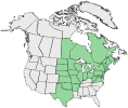Distributional map for Desmodium canadense (L.) DC.