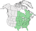 Distributional map for Menispermum canadense L.