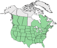 Distributional map for Potamogeton americanus Cham. & Schltdl.