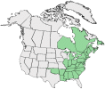 Distributional map for Thelypteris thelypterioides (Michx.) Holub