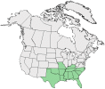 Distributional map for Tilia pubescens Aiton