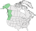 Distributional map for Tiarella laciniata Hook.
